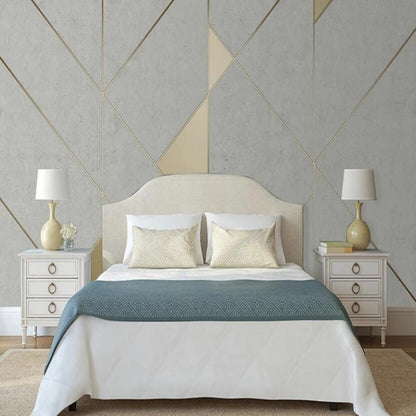 Retro Cement Golden Stripe Geometric Wallpaper Wall Mural Home Decor