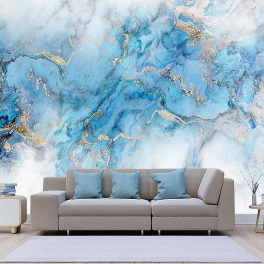 Jazz White Ink Blue Marble Wallpaper Wall Mural Wall Decor