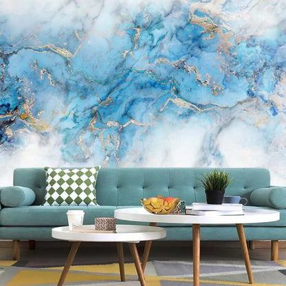 Jazz White Ink Blue Marble Wallpaper Wall Mural Wall Decor