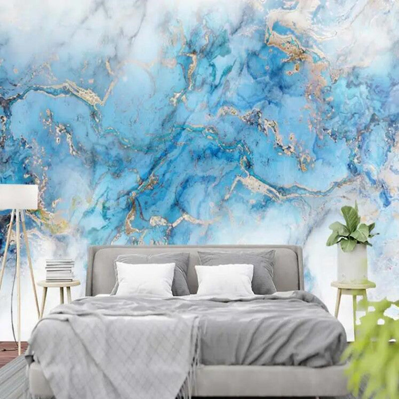 Jazz White Ink Blue Marble Wallpaper Wall Mural Wall Decor