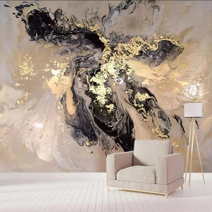 Abstract Marble Gilded Ink Marble Wallpaper Wall Mural