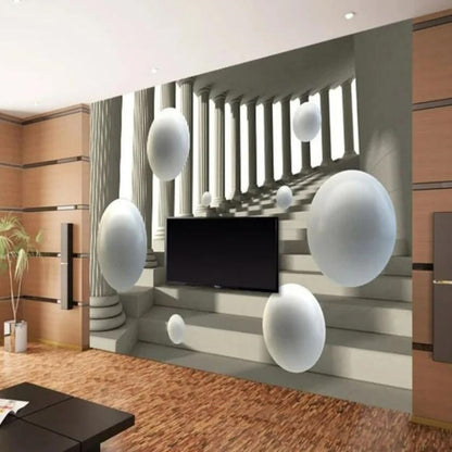 Modern 3D Roman Column Abstract Space Sphere Wallpaper Wall Mural Home Decor