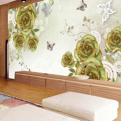 3D Embossed Flower Rose Floral Wallpaper Wall Mural Home Decor