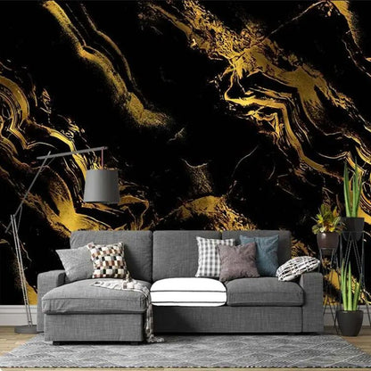 Luxury Black Gold Gold Foil Gold Marble Pattern Wallpaper Wall Mural