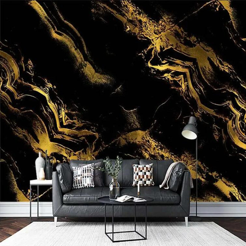 Luxury Black Gold Gold Foil Gold Marble Pattern Wallpaper Wall Mural