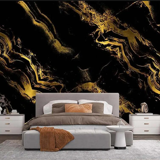 Luxury Black Gold Gold Foil Gold Marble Pattern Wallpaper Wall Mural