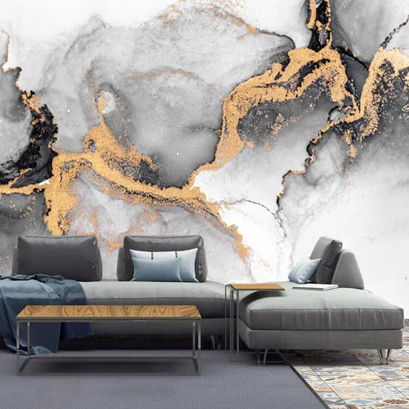 Luxury Ink Bronzing Abstract Marble Wallpaper Wall Mural