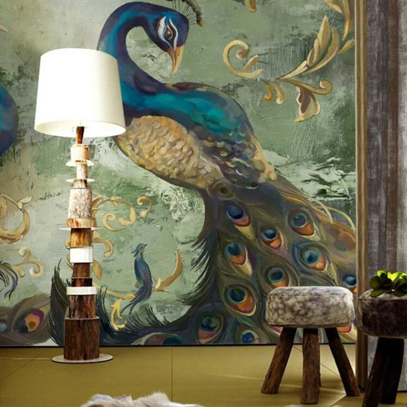 European Style Retro Classical Peacocks Wallpaper Wall Mural
