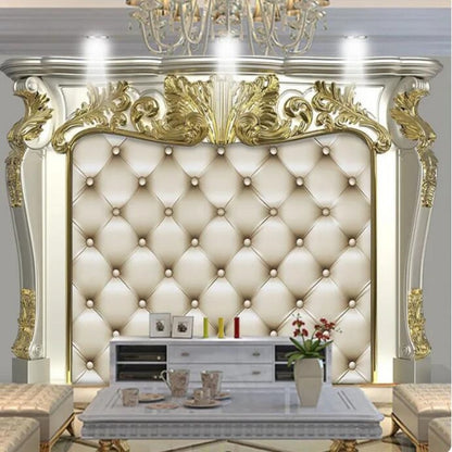 3D European Style Golden Pattern Soft Bag Wallpaper Wall Mural