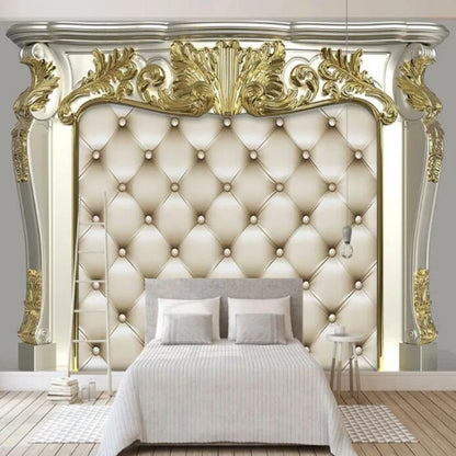 3D European Style Golden Pattern Soft Bag Wallpaper Wall Mural