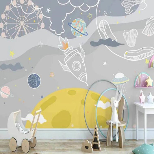 Space Planet Rocket Children's Nursery Wallpaper Wall Mural