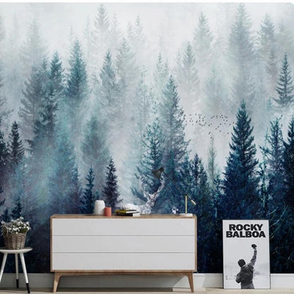 Nordic Pine Trees Forest Landscape Wallpaper Wall Mural Home Decor