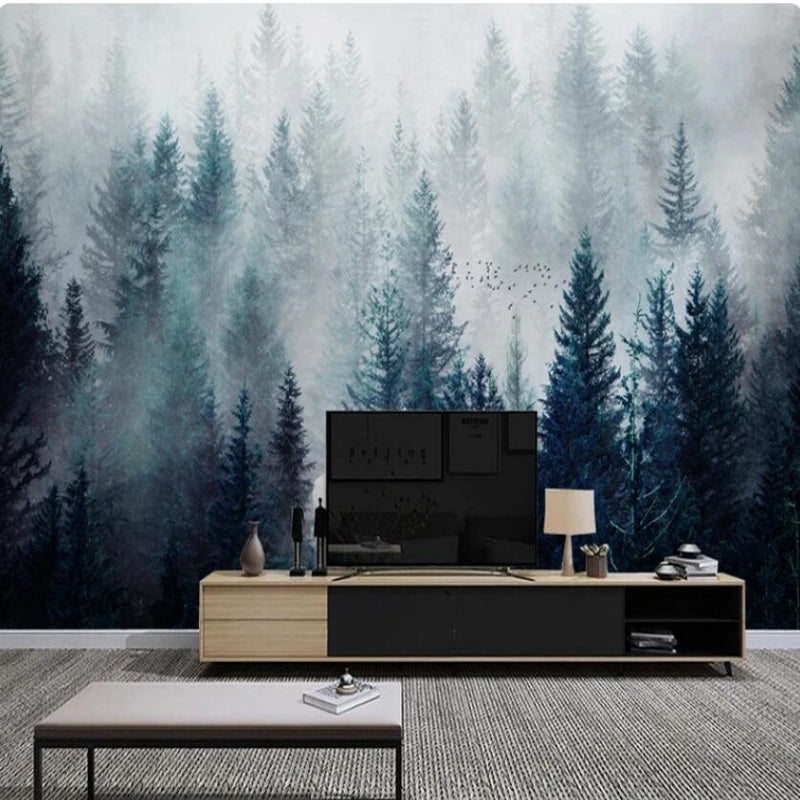 Nordic Pine Trees Forest Landscape Wallpaper Wall Mural Home Decor