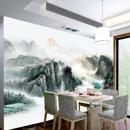 New Chinese Style Mountain Water Landscape Painting Wallpaper Wall Mural Home Decor