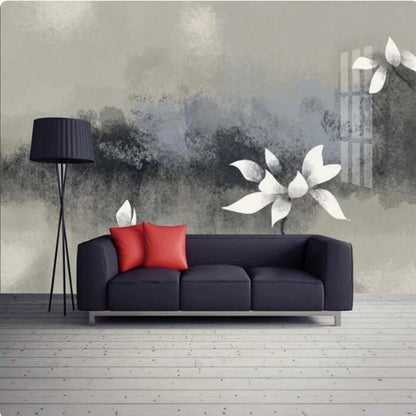 Chinese Style Ink Painting Lotus Artistic Landscape Wallpaper Wall Mural Home Decor