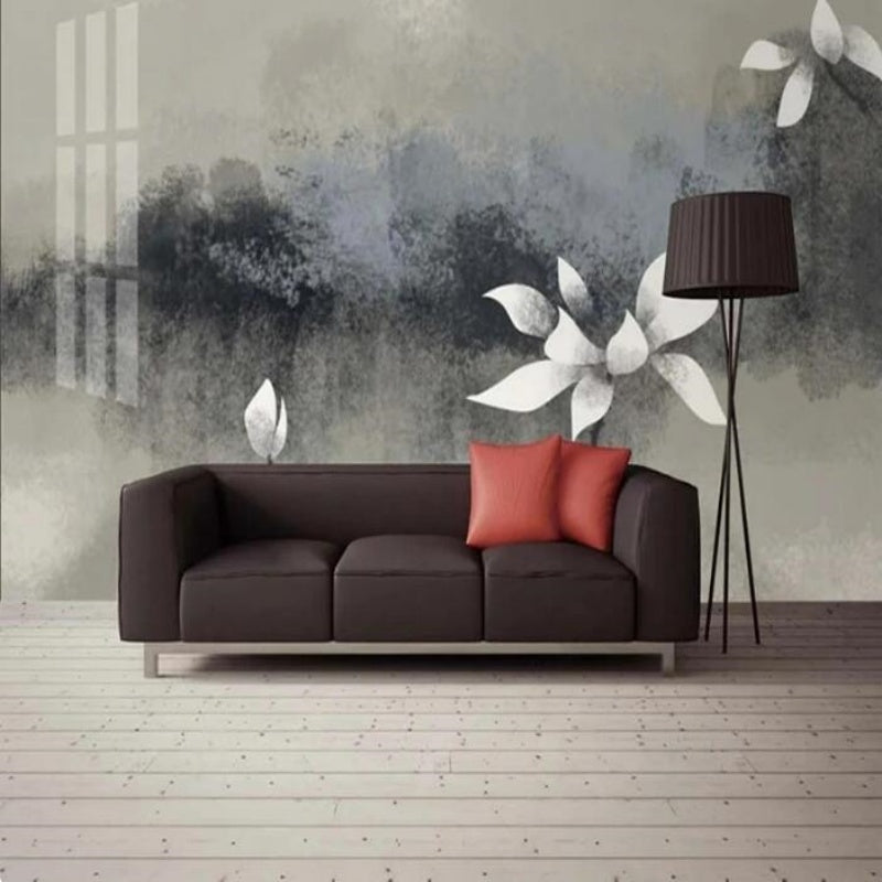 Chinese Style Ink Painting Lotus Artistic Landscape Wallpaper Wall Mural Home Decor