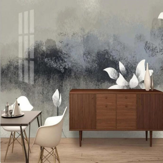 Chinese Style Ink Painting Lotus Artistic Landscape Wallpaper Wall Mural Home Decor