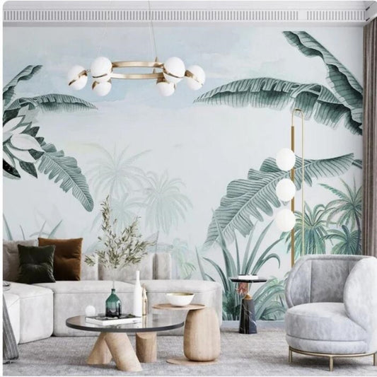 Tropical Bananan Leaves and Plants Wallpaper Wall Mural Home Decor