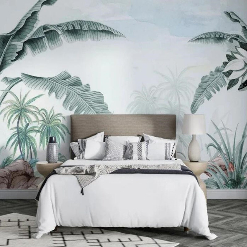 Tropical Bananan Leaves and Plants Wallpaper Wall Mural Home Decor