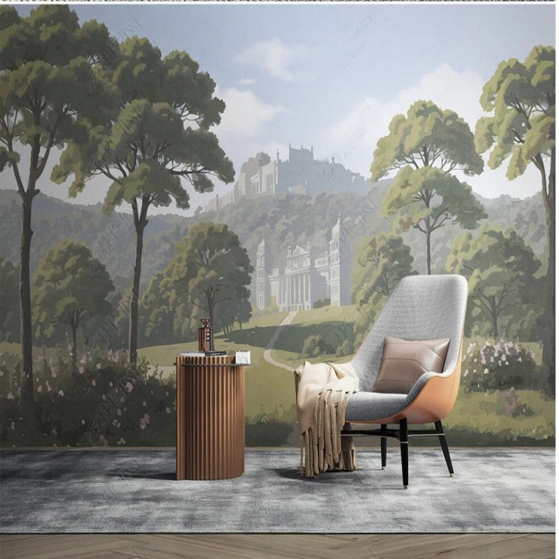 Tropical Rainforest Trees Forest and Castle Jungle Wallpaper Wall Mural Home Decor