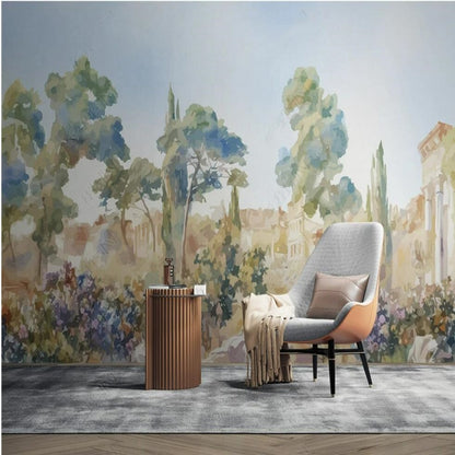 Tropical Rainforest Trees Forest and Castle Jungle Wallpaper Wall Mural Home Decor