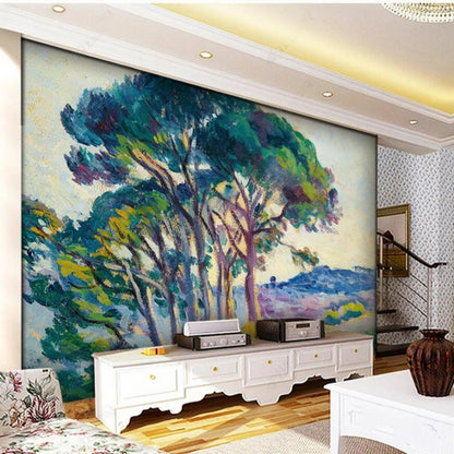 Oil Painting Huge Tree Nature Landscape Wallpaper Wall Mural Home Decor