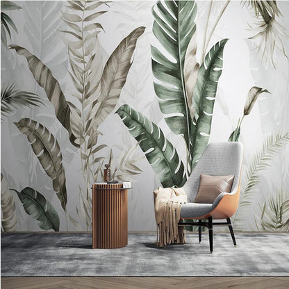 Tropical Green Plants Banana Leaves Wallpaper Wall Mural Home Decor