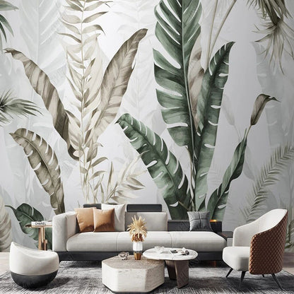 Tropical Green Plants Banana Leaves Wallpaper Wall Mural Home Decor