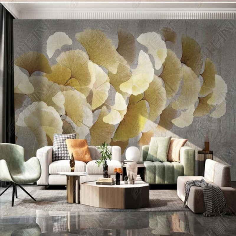 Autumn Ginkgo Leaves Leaf Wallpaper Wall Mural Wall Decor