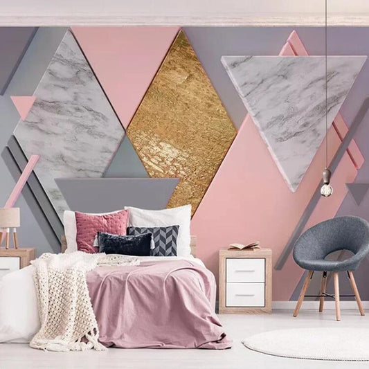 Pink Geometric Pattern Nordic Wallpaper Wall Mural