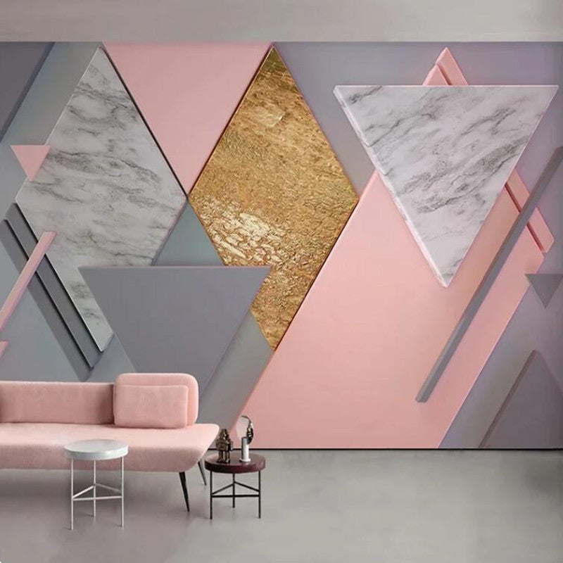 Pink Geometric Pattern Nordic Wallpaper Wall Mural