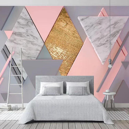 Pink Geometric Pattern Nordic Wallpaper Wall Mural