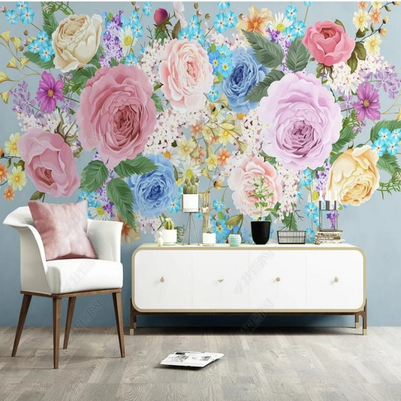 Hanging Pink Flowers Floral Wallpaper Wall Mural Home Decor