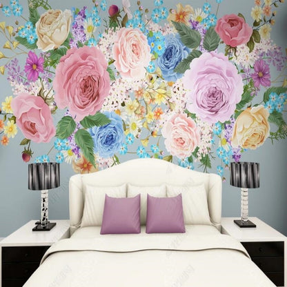 Hanging Pink Flowers Floral Wallpaper Wall Mural Home Decor