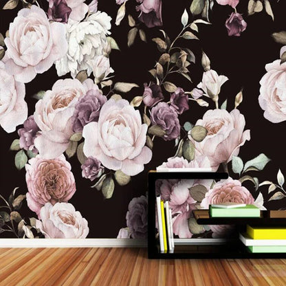 Retro Vintage Roses Flowers Floral Wallpaper Wall Mural