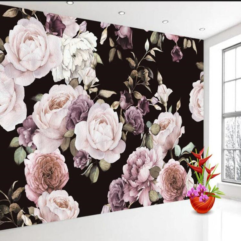 Retro Vintage Roses Flowers Floral Wallpaper Wall Mural