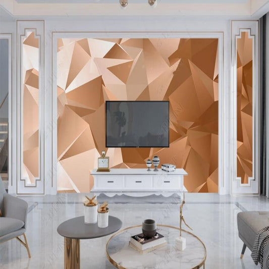 Abstract Brown Polygon GeometryvWallpaper Wall Mural Home Decor