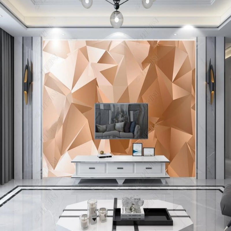 Abstract Brown Polygon GeometryvWallpaper Wall Mural Home Decor