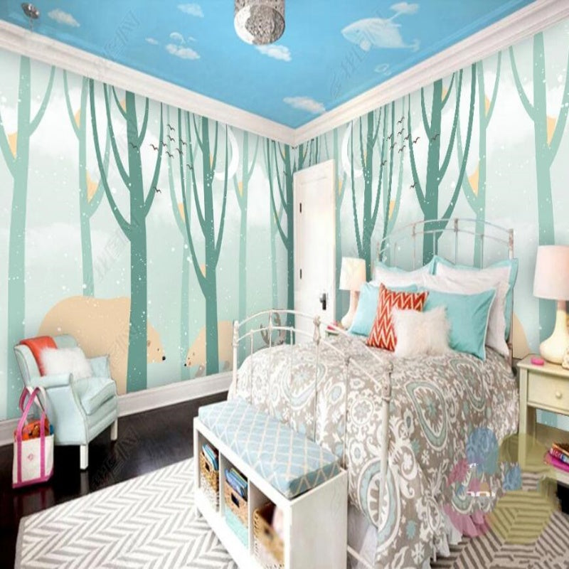 Cartoon Trees Forest Kids'Children's Babies' Room Nursery Wallpaper Wall Mural Home Decor