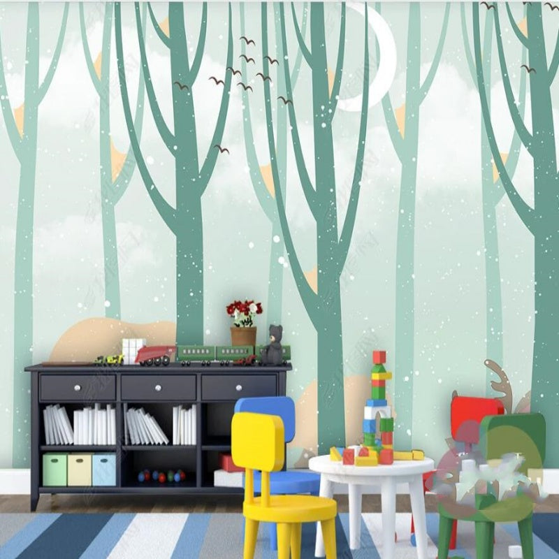 Cartoon Trees Forest Kids'Children's Babies' Room Nursery Wallpaper Wall Mural Home Decor