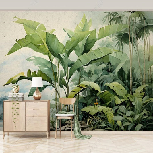 Tropical Plant and Green Leaves Wallpaper Wall Mural Home Decor