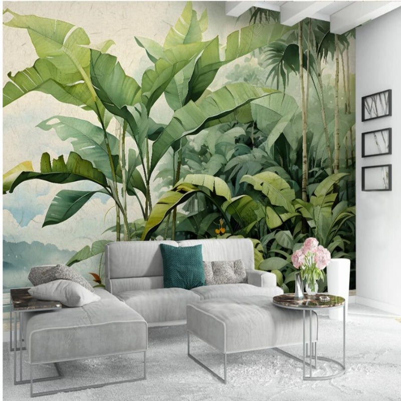 Tropical Plant and Green Leaves Wallpaper Wall Mural Home Decor