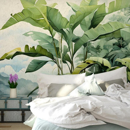 Tropical Plant and Green Leaves Wallpaper Wall Mural Home Decor