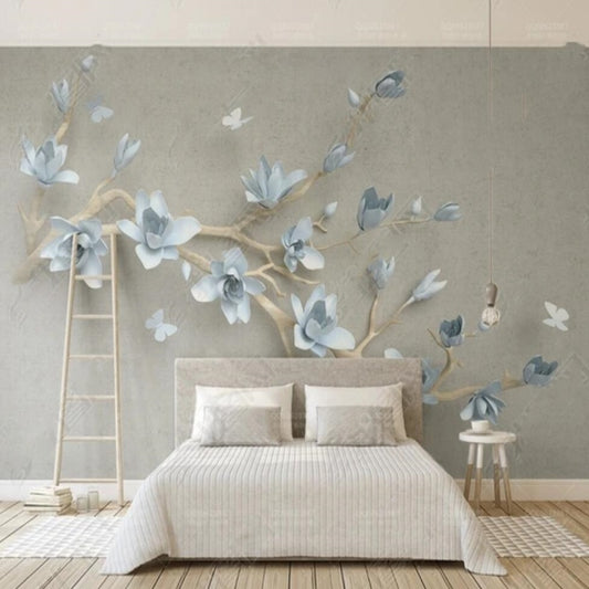 3D Hanging Blue Plum Blossom Wallpaper Wall Mural Home Decor