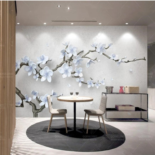 3D Hanging Blue Plum Blossom Wallpaper Wall Mural Home Decor