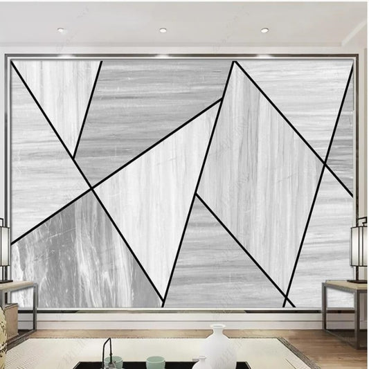 Simple Grey Geometry Wallpaper Wall Mural Home Decor