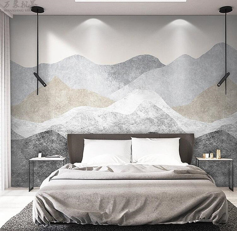 Abstract retro Lines Mountains Landscape Wallpaper Wall Mural