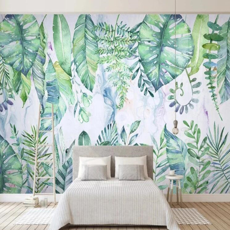 Abstract Tropical Plants Green Leaves Wallpaper Wall Mural