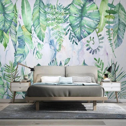 Abstract Tropical Plants Green Leaves Wallpaper Wall Mural