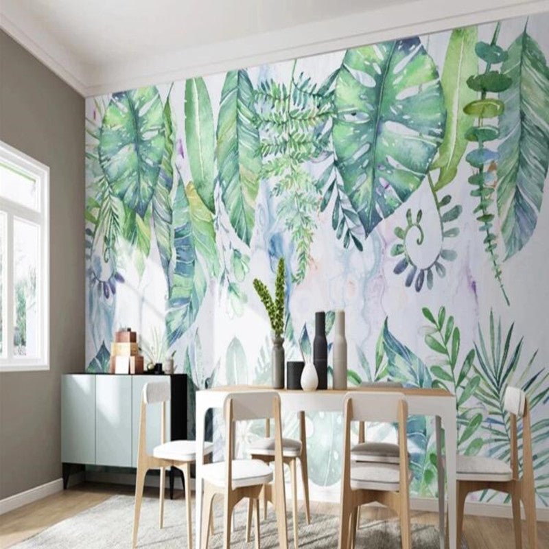 Abstract Tropical Plants Green Leaves Wallpaper Wall Mural